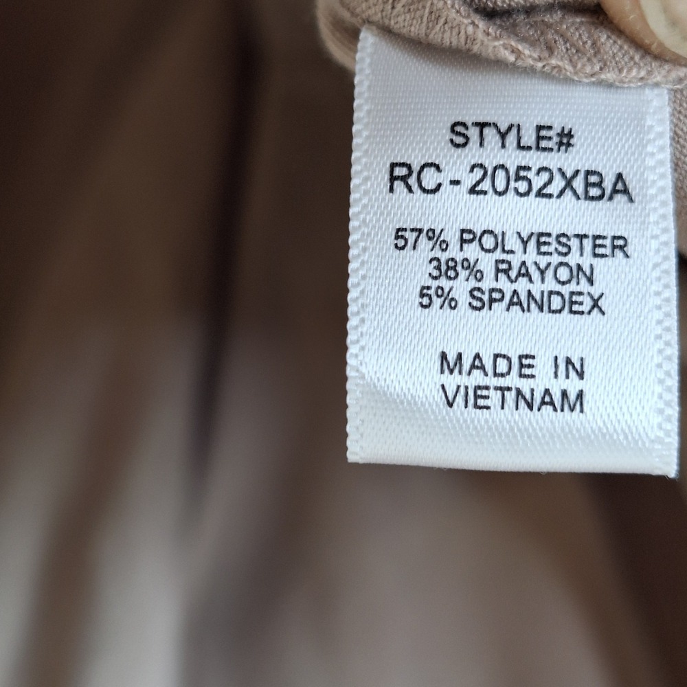 Zenana Womens Shirred Waist Button Up Cardigan Sz 2X Tan Side Pockets Long Slvs - Picture 8 of 10